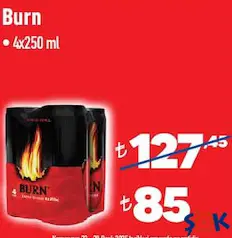 BURN ENERJİ İÇECEĞİ 4X250 ML